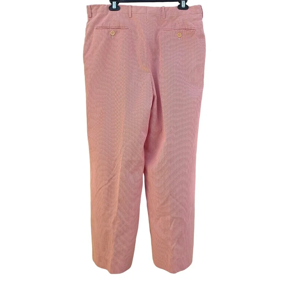 Bullock & Jones Seersucker Pants Mens 36 Red White Pleated‎ Bossi Italy